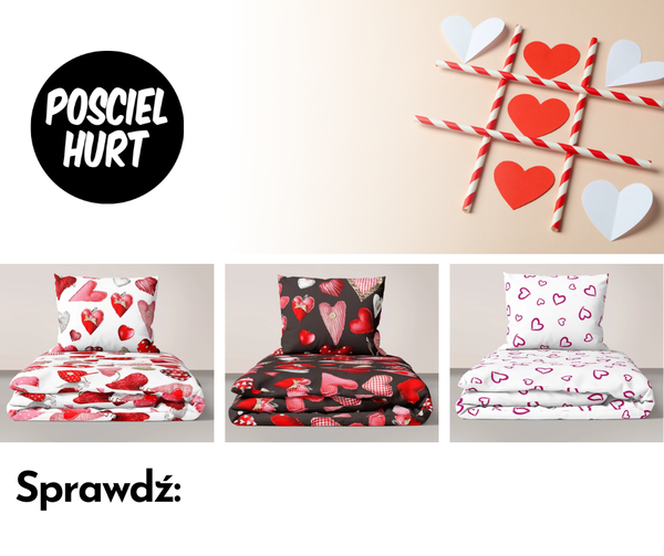 Baner zachęcający do zakupu pościeli dla bliskiej osoby z okazji walentynek