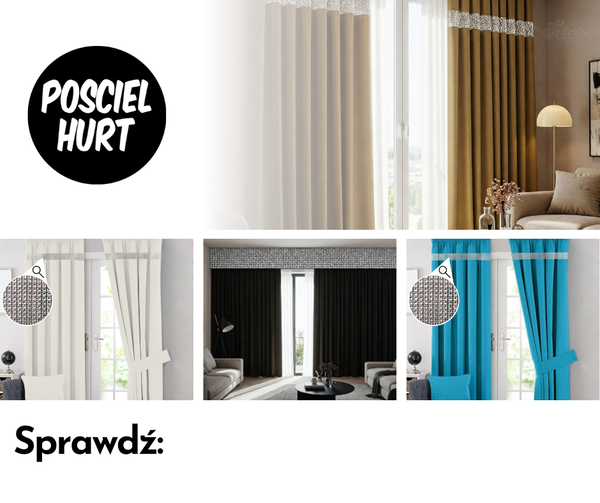 Zasłony z pasem cyrkonii i bez - przedsawienie załson w salonie