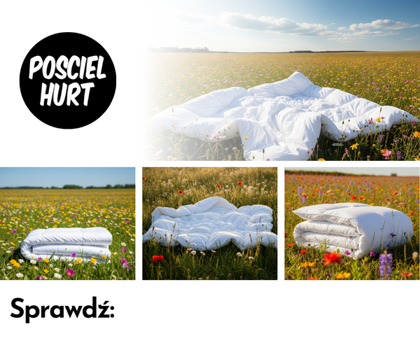 zdjęcie przedstawia piękne letnie kołdry leżące na łące