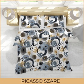 Pościel  140x200cm, 70x80cm, 140g/m2, bawełna 100% : PICASSO SZARE