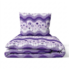 Komplet Pościeli 160x200 + 2x70x80, 100% Bawełna, 140g/m2, wzór: Lizak Fiolet