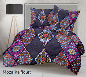 Pościel  140x200cm, 70x80cm, 140g/m2, bawełna 100% : Mozaika fiolet