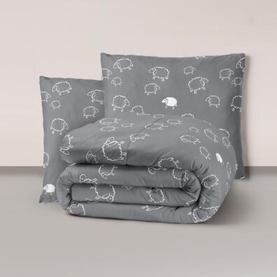 Pościel z Kory 220x200 + 2 poszewki PREMIUM 100% bawełna polska : Baranki szare