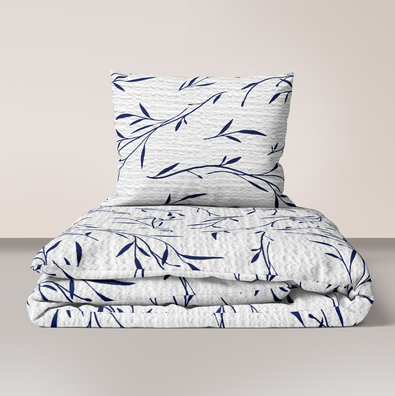 Pościel z Kory 160x200 + 2x70x80 Bawełna 100% Bielawa Produkt Polski -  Oliwka niebieska