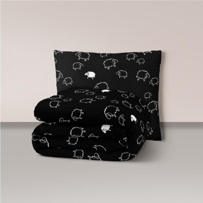 Pościel z Kory 140x200 + 1x70x80 Bawełna 100% Bielawa Produkt Polski - PRESTIGE Baranki czarne