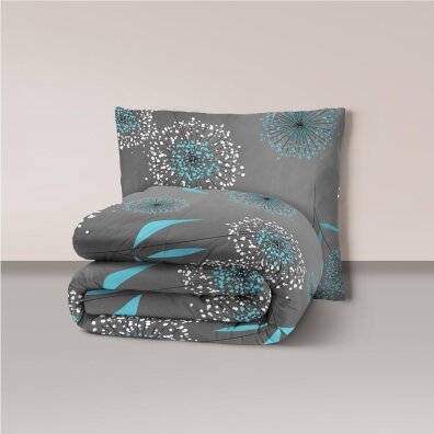 Pościel z Kory 140x200 + 1x70x80 Bawełna 100% Bielawa Produkt Polski - Dmuchawiec turkus