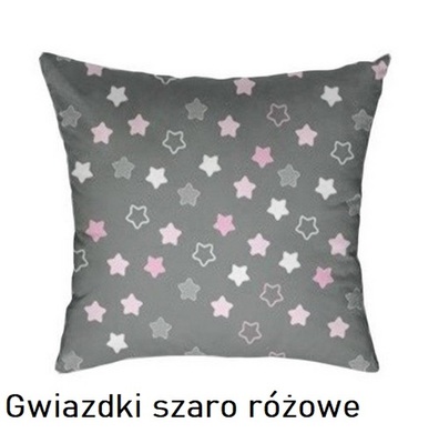 Poszewka na poduszkę jasiek 40x40cm, 100% Bawełna Gwiazdki szaro różowe