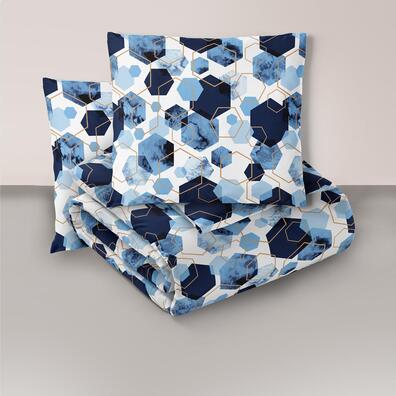 Komplet Pościeli 160x200 + 2x70x80, 100% Bawełna, 140g/m2, wzór: 1611 niebieski