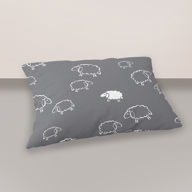 Poszewka na poduszkę 40x60cm BAWEŁNA 100% CERTYFIKAT - Baranki Szare