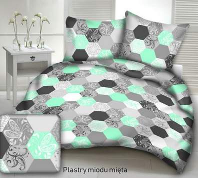 Pościel z kory 160x200 +2szt.70x80 PRESTIGE Plastry miodu mięta