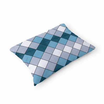 Poszewka 70x80cm na PODUSZKĘ z KORY, wzór: Krata 3D Turkus
