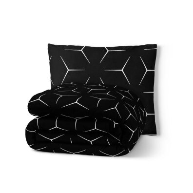 Pościel z kory 140x200 + 1x70x80 Bawełna 100% Bielawa Produkt Polski -  MILANO CZARNO BIAŁE