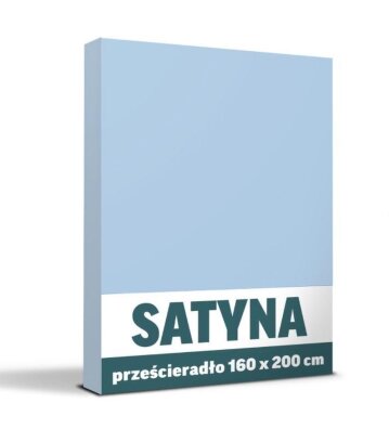 Prześcieradło 160x200cm SATYNA BAWEŁNA certyfikat - NIEBIESKI