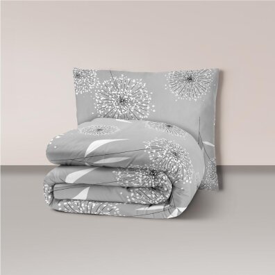 Pościel z Kory 140x200 + 1x70x80 Bawełna 100% Bielawa Produkt Polski - Dmuchawiec szary