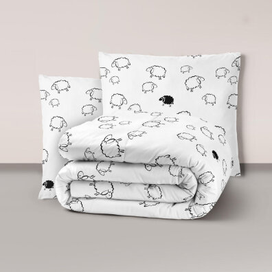 Pościel z Kory 220x200 + 2 poszewki PREMIUM 100% bawełna polska : Baranki Białe