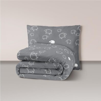 Pościel z Kory 140x200 + 1x70x80 Bawełna 100% Bielawa Produkt Polski - PRESTIGE Baranki Szare