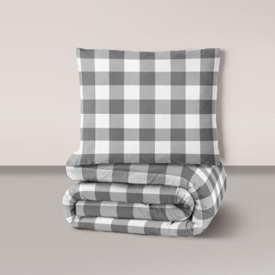 Pościel z Kory 160x200 + 1x70x80 KOMPLET PREMIUM : Krata Szara