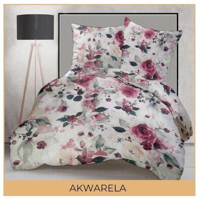 Pościel z Kory 160x200 + 2x70x80 Bawełniana Produkt Polski Bielawa - akwarela