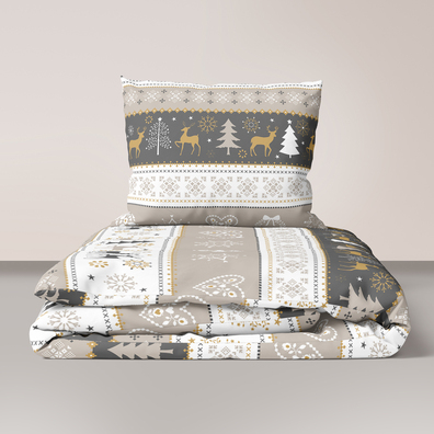 Pościel z Kory 160x200 + 2x70x80 Bawełna 100% Bielawa Produkt Polski - Zima Beżowa