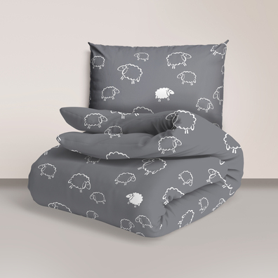 POŚCIEL DZIECIĘCA 100x140 + 50x60 100% BAWEŁNA certyfikat 2-el. do Łóżeczka Baranki Szare