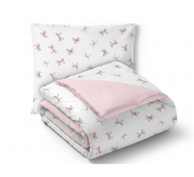 Pościel Dwustronna 140x200cm, 70x80cm, 140g/m2, bawełna 100% Kokardki Róż Mix