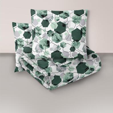 Komplet Pościeli 160x200 + 2x70x80, 100% Bawełna, 140g/m2, wzór: 1612 zielony