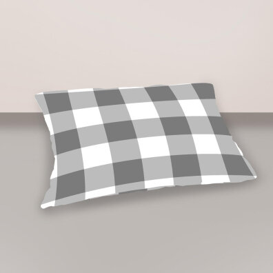 Poszewka na poduszkę 40x60cm BAWEŁNA 100% CERTYFIKAT - Krata Szara