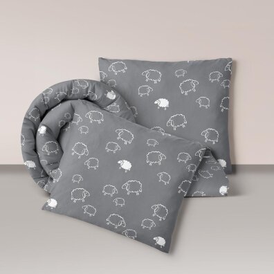 Pościel z Kory 160x200 + 2x70x80 Bawełna 100% Bielawa Produkt Polski - Baranki Szare