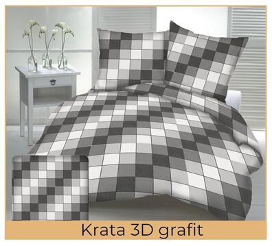 Komplet Pościeli 160x200 + 2x70x80, 100% Bawełna, 140g/m2, wzór: Krata 3D Grafit