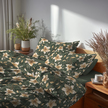 Komplet Pościeli 160x200 + 2x 70x80,  100% Bawełna, 140g/m2, wzór: Perłowa Wanilia na Zieleni (7)