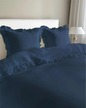 Pościel z falbaną 220x200cm 100% BAWEŁNA pościel w stylu BOHO kolor DENIM (1)