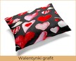 Poszewka 70x80cm na poduszkę 100% bawełna - Walentynki grafit (2)