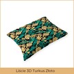 Poszewka na poduszkę 50x70cm BAWEŁNA CERTYFIKAT - Liście 3D turkus złoto (2)