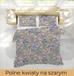 POŚCIEL Z KORY 160x200 + POSZEWKA 70x80 GRUBA POLSKA BAWEŁNA - Kwiaty Polne szare (3)