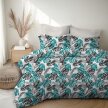 Pościel z Kory 160x200 + 2x70x80 Bawełna 100% Bielawa Produkt Polski - TURKUS LIŚCIE 3D (2)