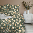 Komplet Pościeli 160x200 + 2x 70x80,  100% Bawełna, 140g/m2, wzór: Perłowa Wanilia na Zieleni (8)