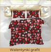 POŚCIEL Z KORY 140x200 + poszewka 70x80 POLSKI PRODUCENT - Walentynki grafit (3)