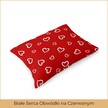 Poszewka na poduszkę 40x60cm BAWEŁNA 100% CERTYFIKAT - Białe Serca Obwódki na Czerwonym (2)