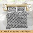POŚCIEL Z KORY 160x200 + POSZEWKA 70x80 GRUBA  POLSKA BAWEŁNA -Koronka na białym czarna (3)