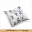 Poszewka na poduszkę ZIMOWA jasiek 40x40cm, Zimowe Zwierzęta Szare (8)