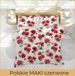 POŚCIEL HOTELOWA 140x200cm + POSZEWKA 70x80 BAWEŁNA 100% wzór: MAKI czerwone (3)