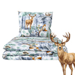 Komplet Pościeli Zimowej 160x200 + 2x70x80, 100% Bawełna, 140g/m2, wzór: Winter Forest Green (2)