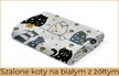 Prześcieradło 90x200cm z GUMKĄ, CERTYFIKAT - Szalone koty czarne na białym z żółtym (2)