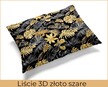 Poszewka na poduszkę 40x60cm BAWEŁNA 100% CERTYFIKAT - Liście 3d Złoto Szare (2)