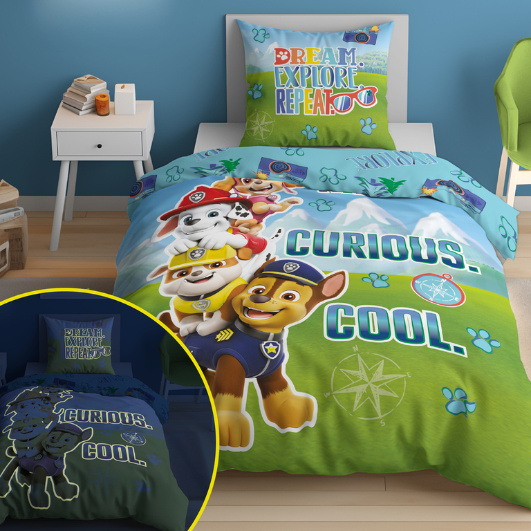POŚCIEL 160x200cm ŚWIECĄCA W CIEMNOŚCI, wzór: pp_26 paw patrol 26 psi patrol (4)