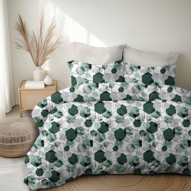 Pościel 220x200 + 2 poszewki PREMIUM 100% bawełna polska: 1612 zielony (8)