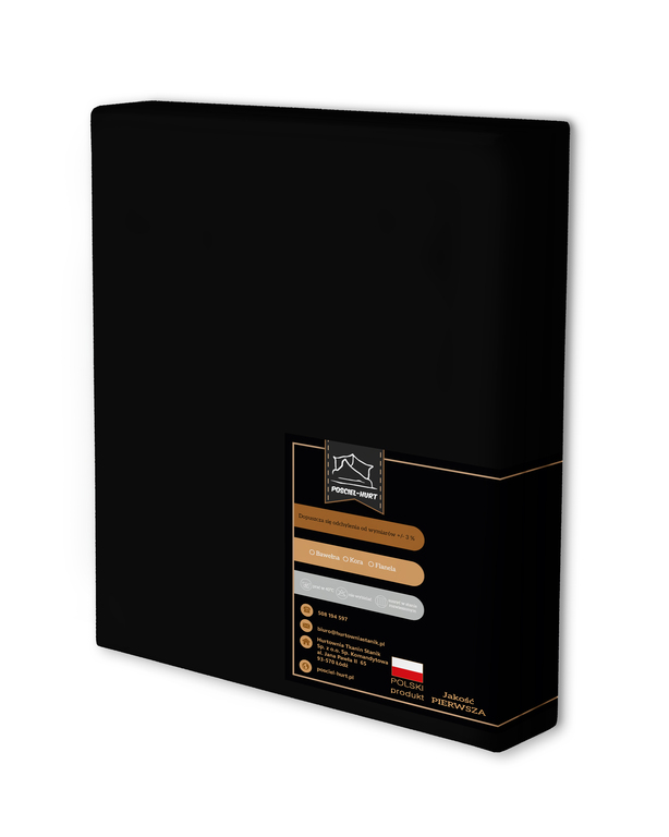 Prześcieradło Tradycyjne 200x220CM Bez Gumki BAWEŁNA 100% czarny (1)