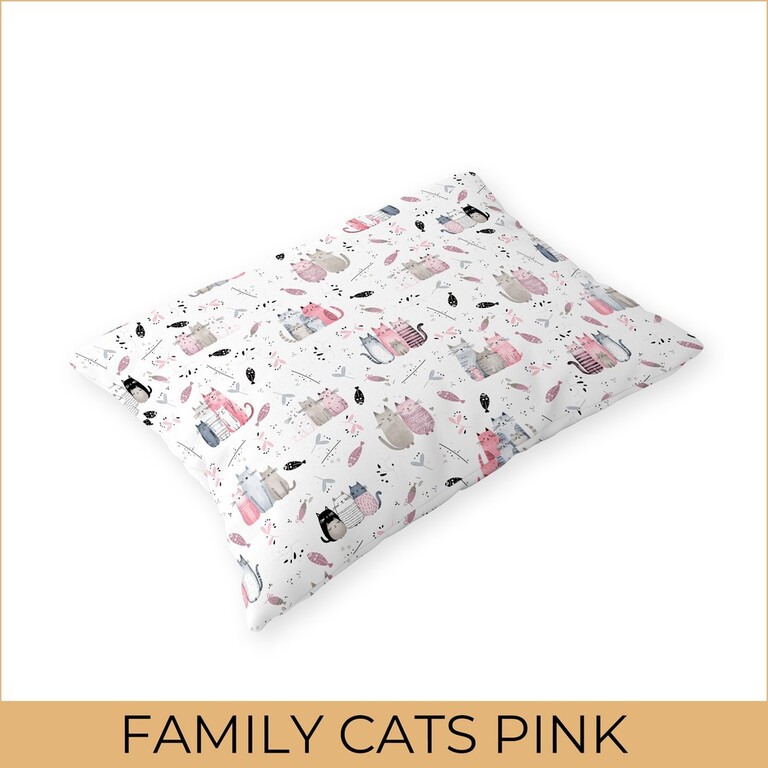 Poszewka 70x80cm na poduszkę 100% bawełna - FAMILY CATS PINK (2)