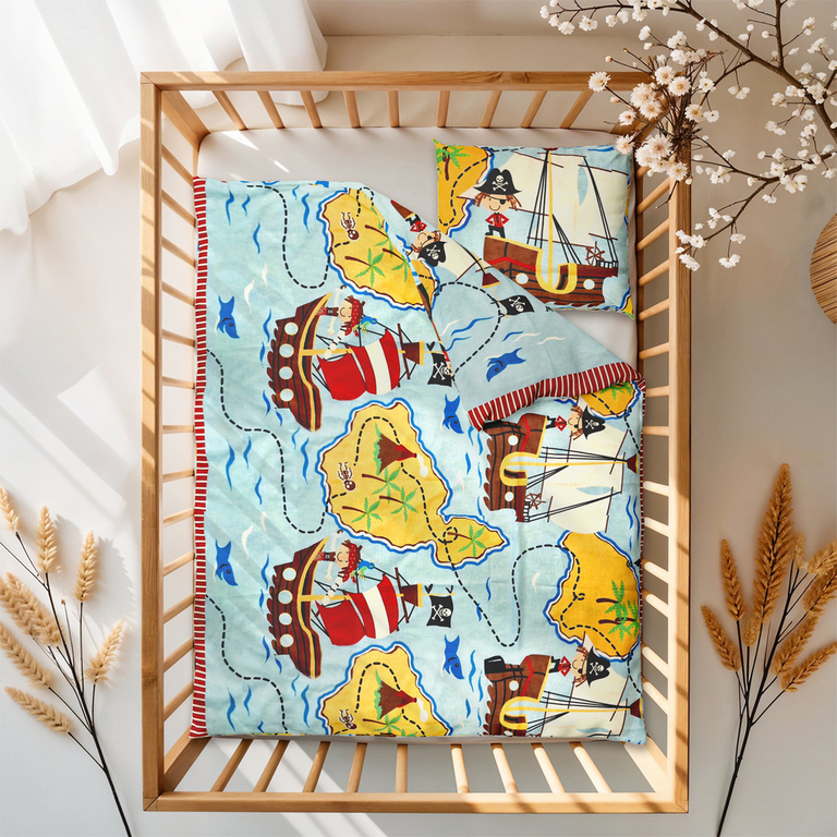 POŚCIEL DZIECIĘCA 100x140 + 50x60 100% BAWEŁNA certyfikat 2-el. do Łóżeczka Piraci poziom (3)