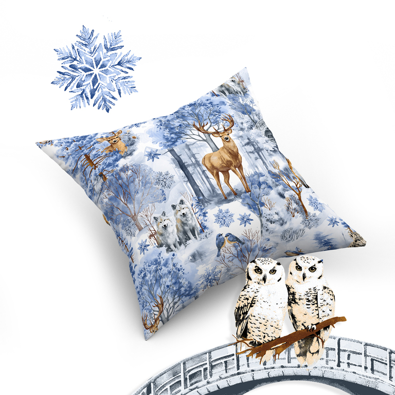 Poszewka na poduszkę ZIMOWA jasiek 40x40cm, Winter Forest Blue (2)